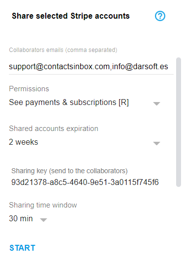 Contacts Inbox - Sharing Stripe accounts